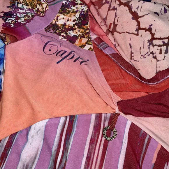 SAVE THE QUEEN Capri Print Jersey Knit 3/4 Sleeve Dress Sz S - Picture 12 of 15